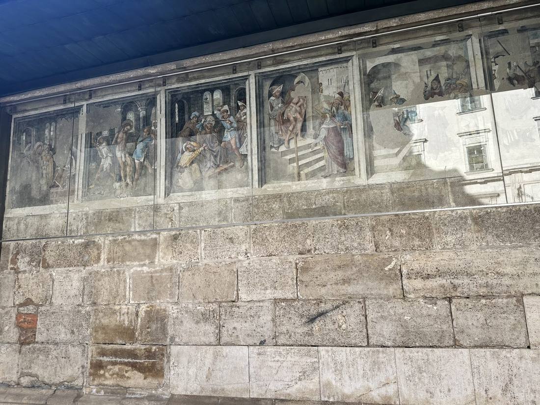 Medieval Passion fresco cycle on the south exterior wall of Stephansdom