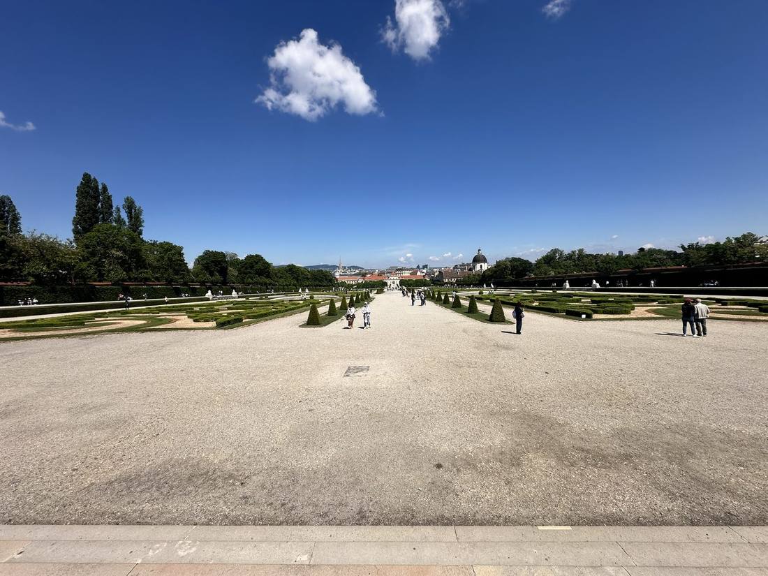 Axial view down the Belvedere gardens parterre toward Lower Belvedere